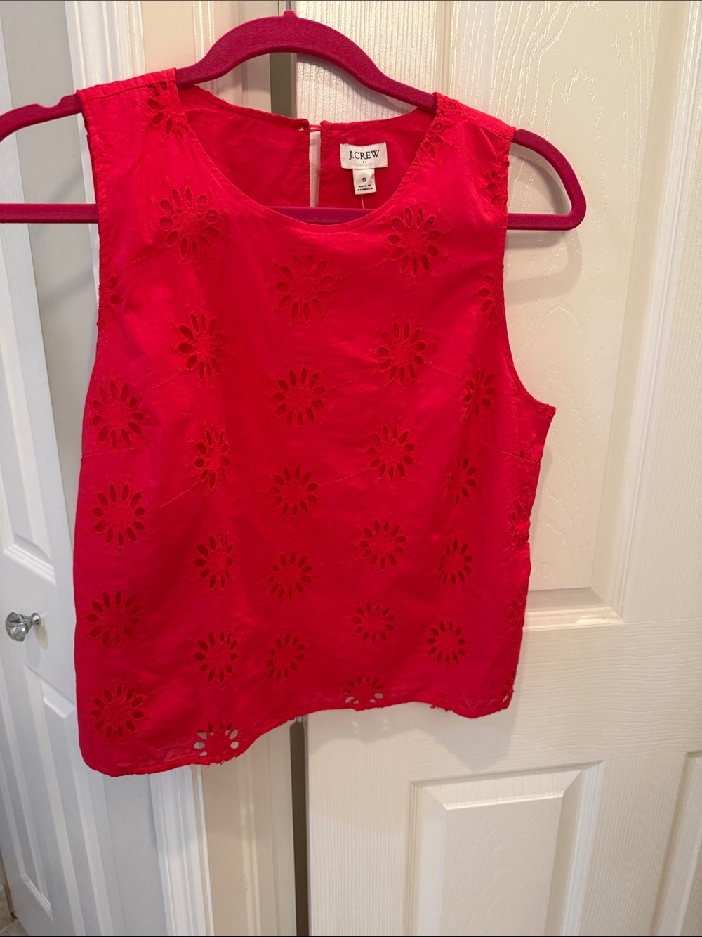J. Crew Pink Eyelet Sleeveless Top